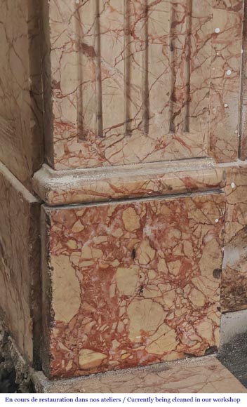 Louis XVI style fireplace in brocatelle marble-4