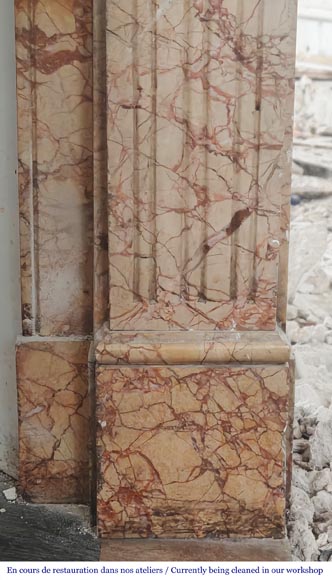 Louis XVI style fireplace in brocatelle marble-7