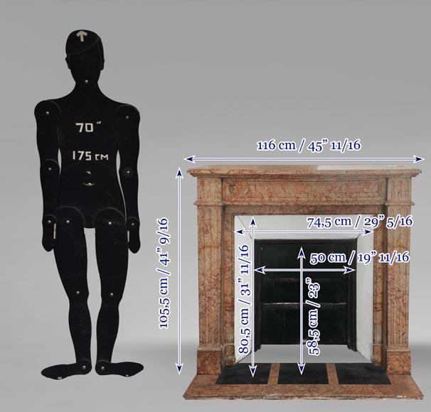 Louis XVI style fireplace in brocatelle marble-10