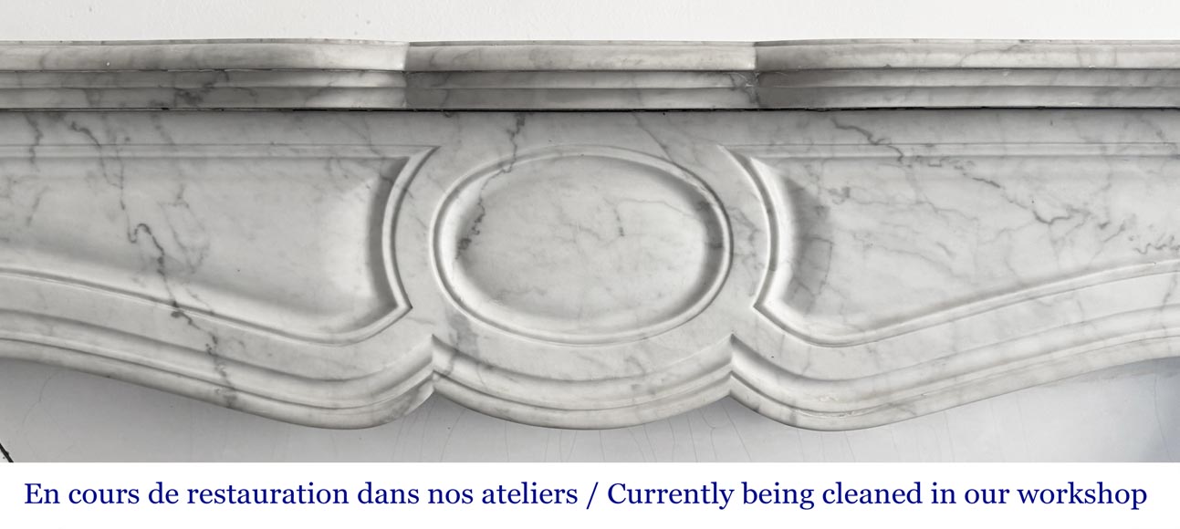 Louis XV style Pompadour model fireplace, in Carrara marble-1
