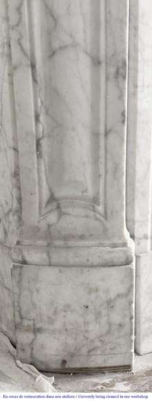 Louis XV style Pompadour model fireplace, in Carrara marble-4