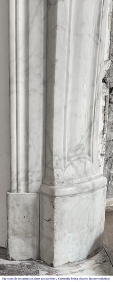 Louis XV style Pompadour model fireplace, in Carrara marble-7