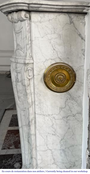 Louis XV style Pompadour model fireplace, in Carrara marble-8