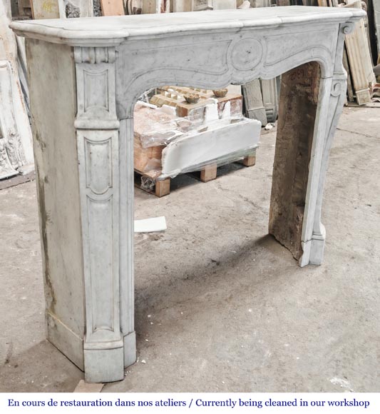 Louis XV style Pompadour model fireplace in Carrara marble-2