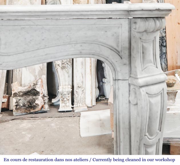 Louis XV style Pompadour model fireplace in Carrara marble-6
