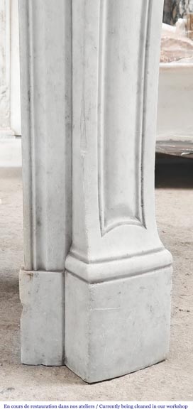 Louis XV style Pompadour model fireplace in Carrara marble-7