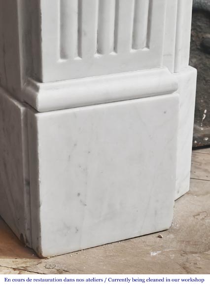 Louis XVI style fireplace in Carrara marble, decorated with fluting-4