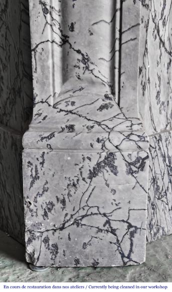 Louis XV style Pompadour model fireplace in blue floral marble-4