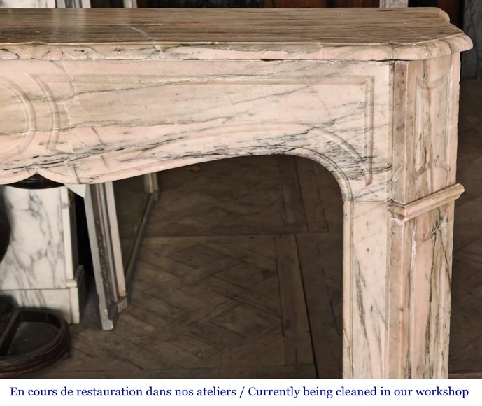 Louis XV style Pompadour model fireplace in pink Portuguese marble-5