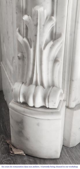 Louis XV style fireplace with floral decoration, in Carrara marble Louis XV style fireplace with floral decoration, in Carrara marble-6