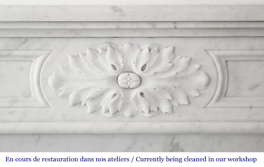 Louis XVI style fireplace decorated with acanthus leaves, in Carrara marble-1