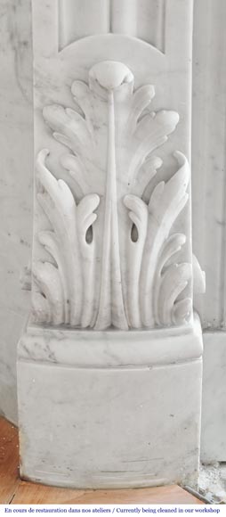Louis XV style fireplace in Carrara marble, with richly sculpted floral decoration Louis XV style fireplace in Carrara marble, with richly sculpted floral decoration-6