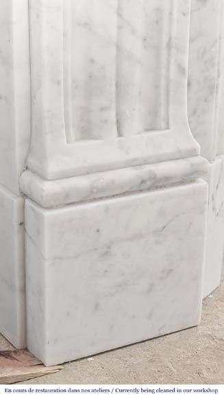 Louis XVI style fireplace with vegetal decoration, in Carrara marble-7