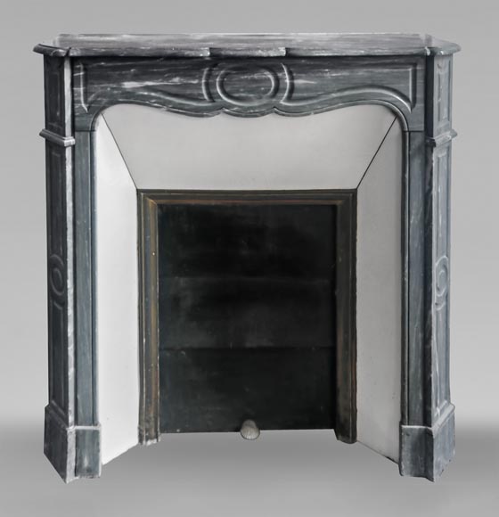 Louis XV style fireplace Pompadour model in Bleu Turquin marble-0