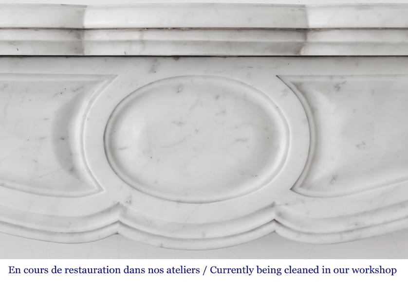 Louis XV style fireplace, Pompadour model, in Carrara marble Louis XV style fireplace, Pompadour model, in Carrara marble-1