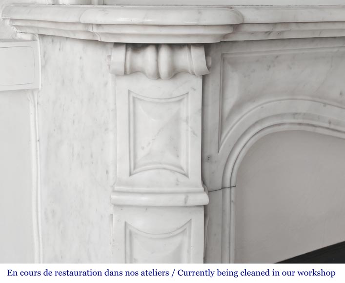 Louis XV style fireplace, Pompadour model, in Carrara marble Louis XV style fireplace, Pompadour model, in Carrara marble-3