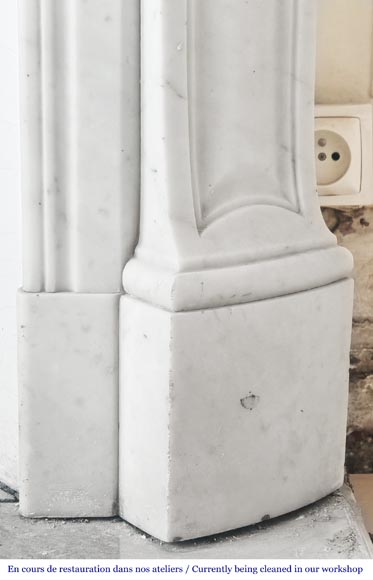 Louis XV style fireplace, Pompadour model, in Carrara marble Louis XV style fireplace, Pompadour model, in Carrara marble-7