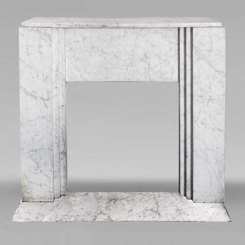 Art Deco style fireplace in veined Carrara marble