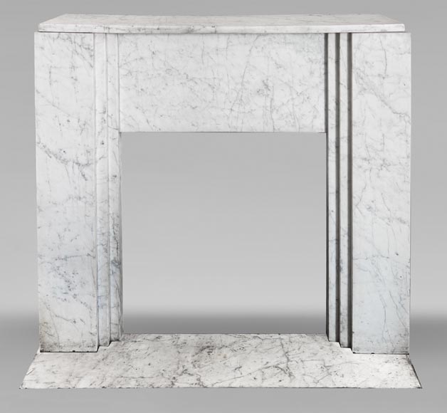 Art Deco style fireplace in veined Carrara marble Art Deco style fireplace in veined Carrara marble-0