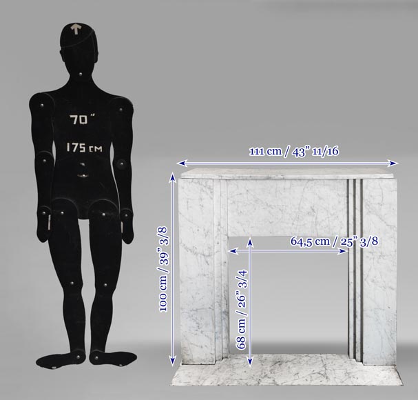 Art Deco style fireplace in veined Carrara marble Art Deco style fireplace in veined Carrara marble-10