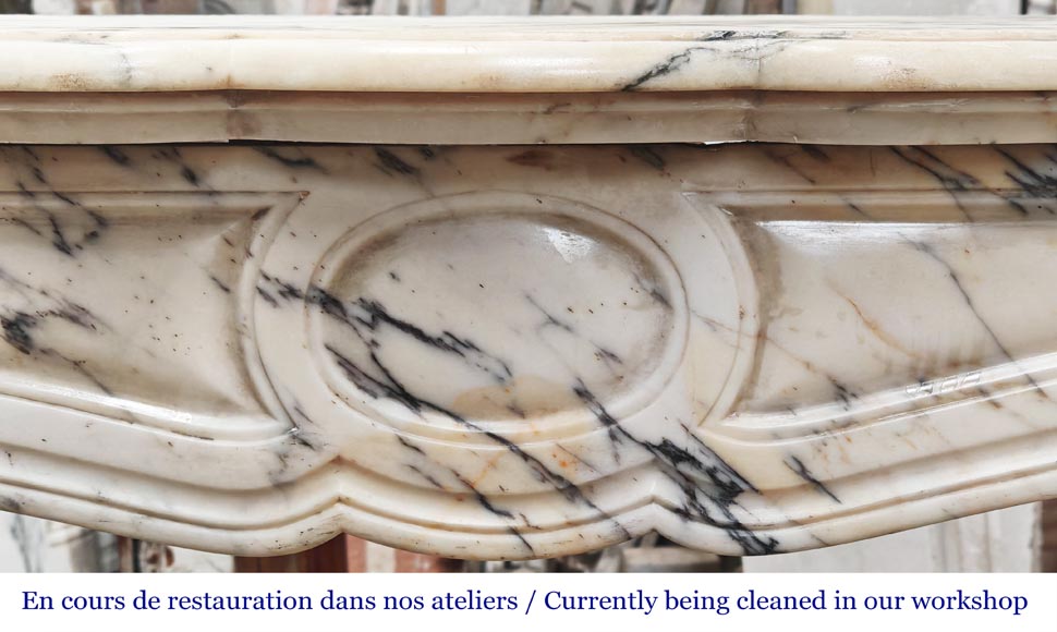 Louis XV style fireplace, Pompadour model, in Paonazzo marble-1