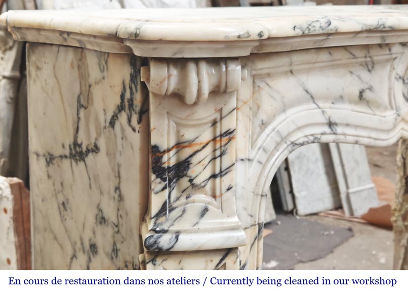 Louis XV style fireplace, Pompadour model, in Paonazzo marble-3
