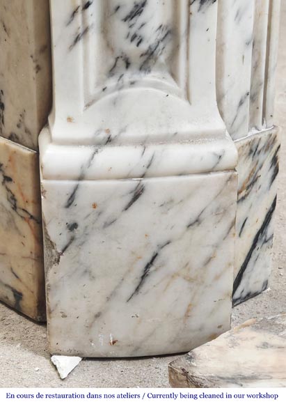 Louis XV style fireplace, Pompadour model, in Paonazzo marble-4