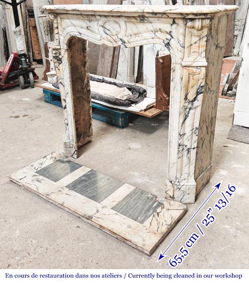 Louis XV style fireplace, Pompadour model, in Paonazzo marble-5