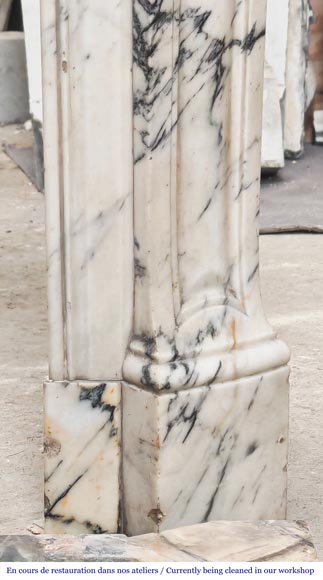 Louis XV style fireplace, Pompadour model, in Paonazzo marble-7