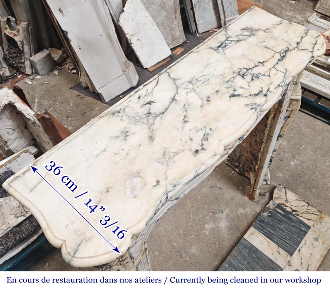 Louis XV style fireplace, Pompadour model, in Paonazzo marble-9