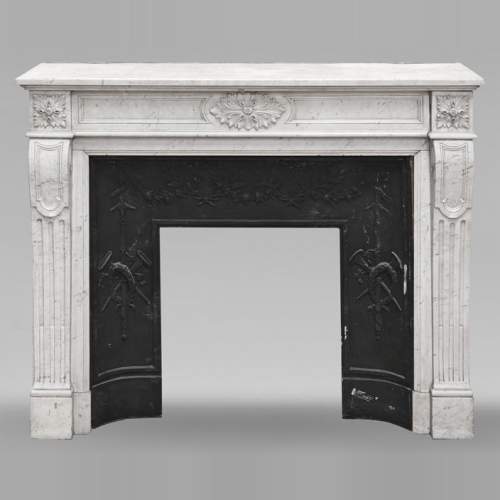 Louis XVI style Carrara marble fireplace