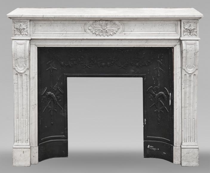 Louis XVI style Carrara marble fireplace Louis XVI style Carrara marble fireplace-0