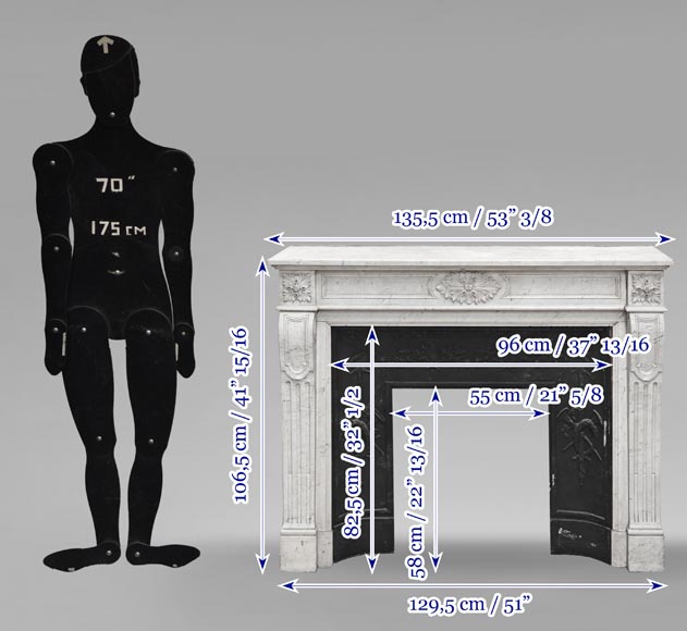 Louis XVI style Carrara marble fireplace Louis XVI style Carrara marble fireplace-10