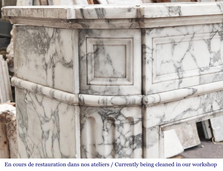 Louis XVI style fireplace in Arabescato marble with rounded corners Louis XVI style fireplace in Arabescato marble with rounded corners-3
