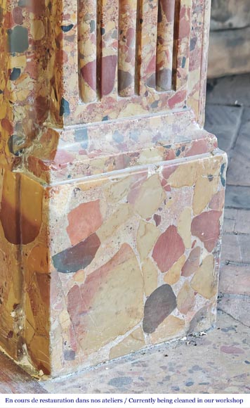 Louis XVI period fireplace in Aleppo Breccia marble-4