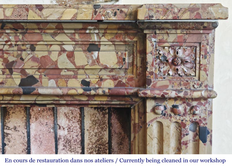 Louis XVI period fireplace in Aleppo Breccia marble-6