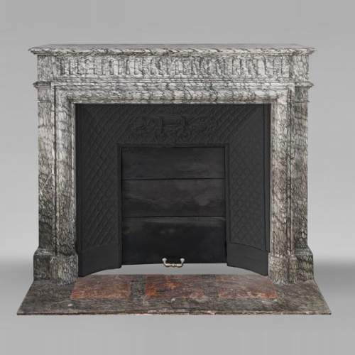 Louis XIV-style fluted fireplace in Vert d'Estour marble