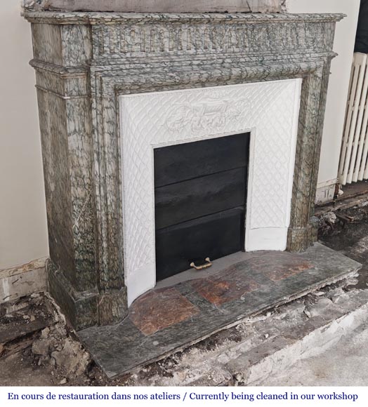 Louis XIV-style fluted fireplace in Vert d'Estour marble Louis XIV-style fluted fireplace in Vert d'Estour marble-2