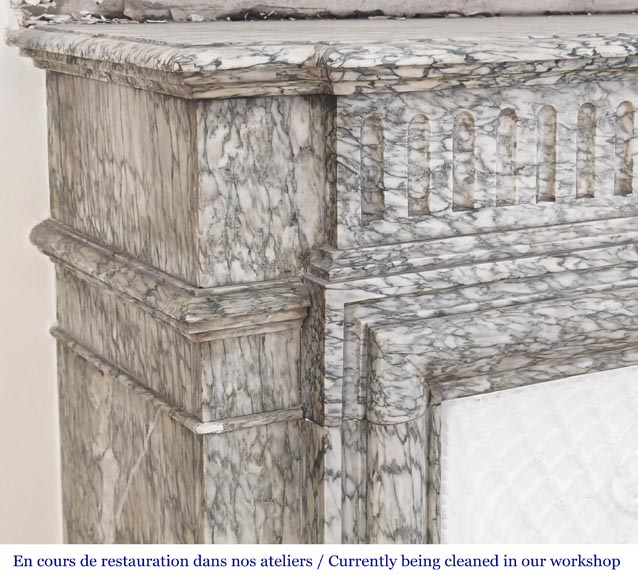 Louis XIV-style fluted fireplace in Vert d'Estour marble Louis XIV-style fluted fireplace in Vert d'Estour marble-3