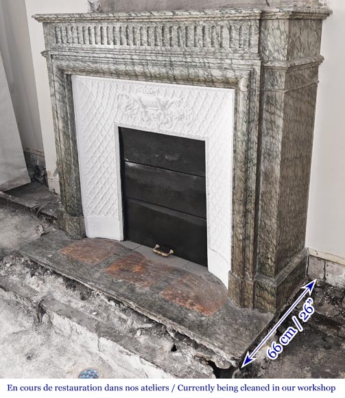 Louis XIV-style fluted fireplace in Vert d'Estour marble Louis XIV-style fluted fireplace in Vert d'Estour marble-5