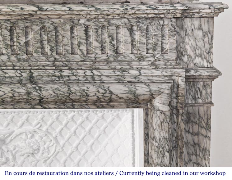 Louis XIV-style fluted fireplace in Vert d'Estour marble Louis XIV-style fluted fireplace in Vert d'Estour marble-6