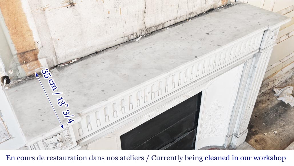 Louis XVI style Carrara marble fireplace decorated with a fluted frieze Louis XVI style Carrara marble fireplace decorated with a fluted frieze-9