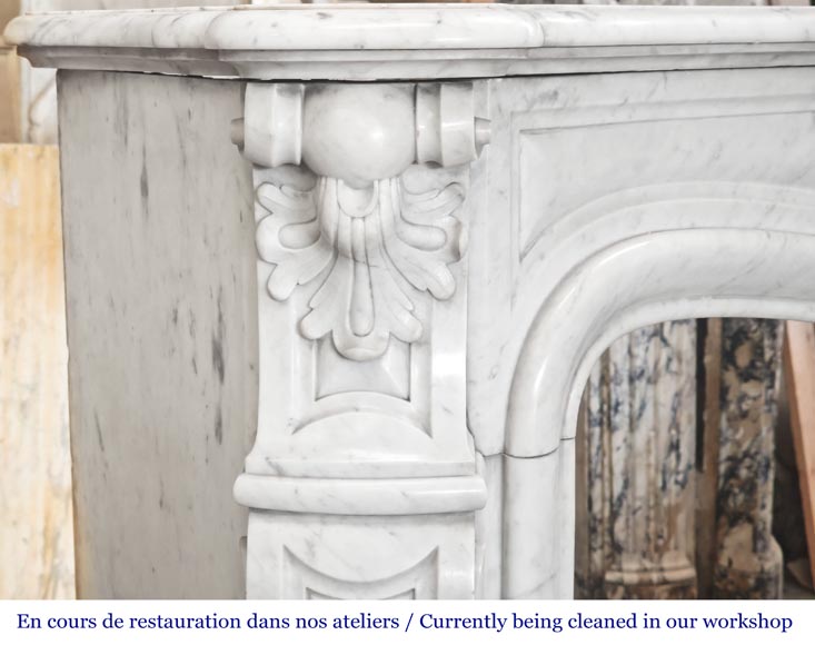 Louis XV style Carrara marble fireplace decorated with a palmette Louis XV style Carrara marble fireplace decorated with a palmette-4