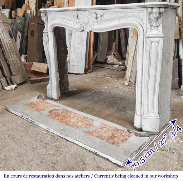 Louis XV style Carrara marble fireplace decorated with a palmette Louis XV style Carrara marble fireplace decorated with a palmette-6
