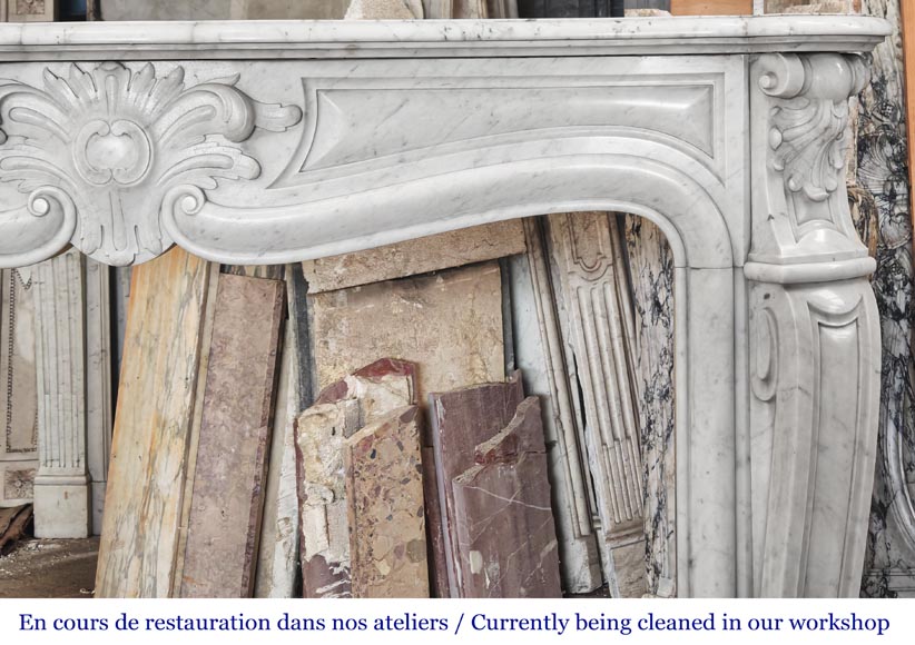 Louis XV style Carrara marble fireplace decorated with a palmette Louis XV style Carrara marble fireplace decorated with a palmette-7