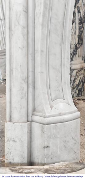 Louis XV style Carrara marble fireplace decorated with a palmette Louis XV style Carrara marble fireplace decorated with a palmette-8