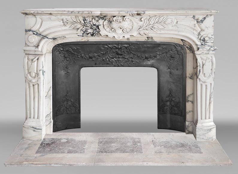 Regency-style Paonazzo marble fireplace, decorated with palm fronds-0