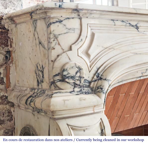Regency-style Paonazzo marble fireplace with carved scrollwork Regency-style Paonazzo marble fireplace with carved scrollwork-6