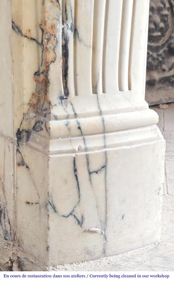 Regency-style Paonazzo marble fireplace with carved scrollwork Regency-style Paonazzo marble fireplace with carved scrollwork-7