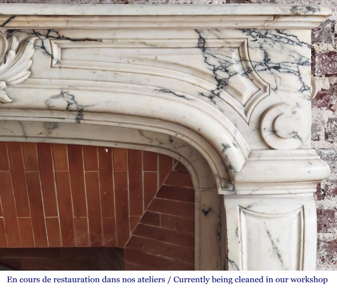 Regency-style Paonazzo marble fireplace with carved scrollwork Regency-style Paonazzo marble fireplace with carved scrollwork-9